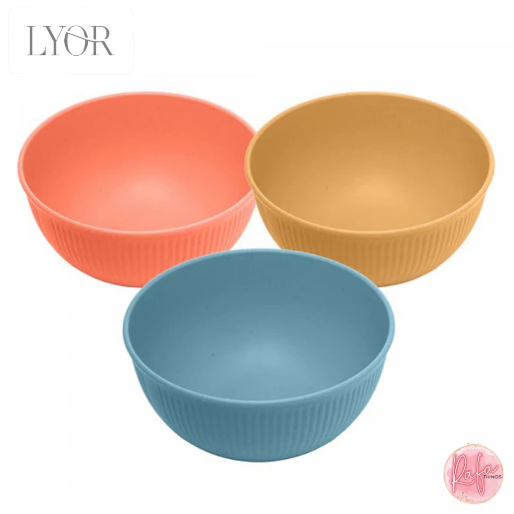 Saladeira Bowl Stripes Lyor 21cm Bambu e PP Tigela Grande Decorativa Moderna Mesa Posta