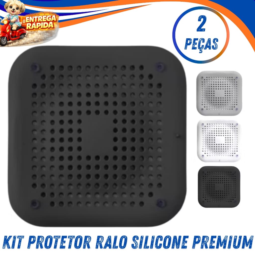 Kit  2 Peças Protetor De Ralo Silicone Anti Entupimento Pega Cabelo Cozinha Banheiro área de serviço