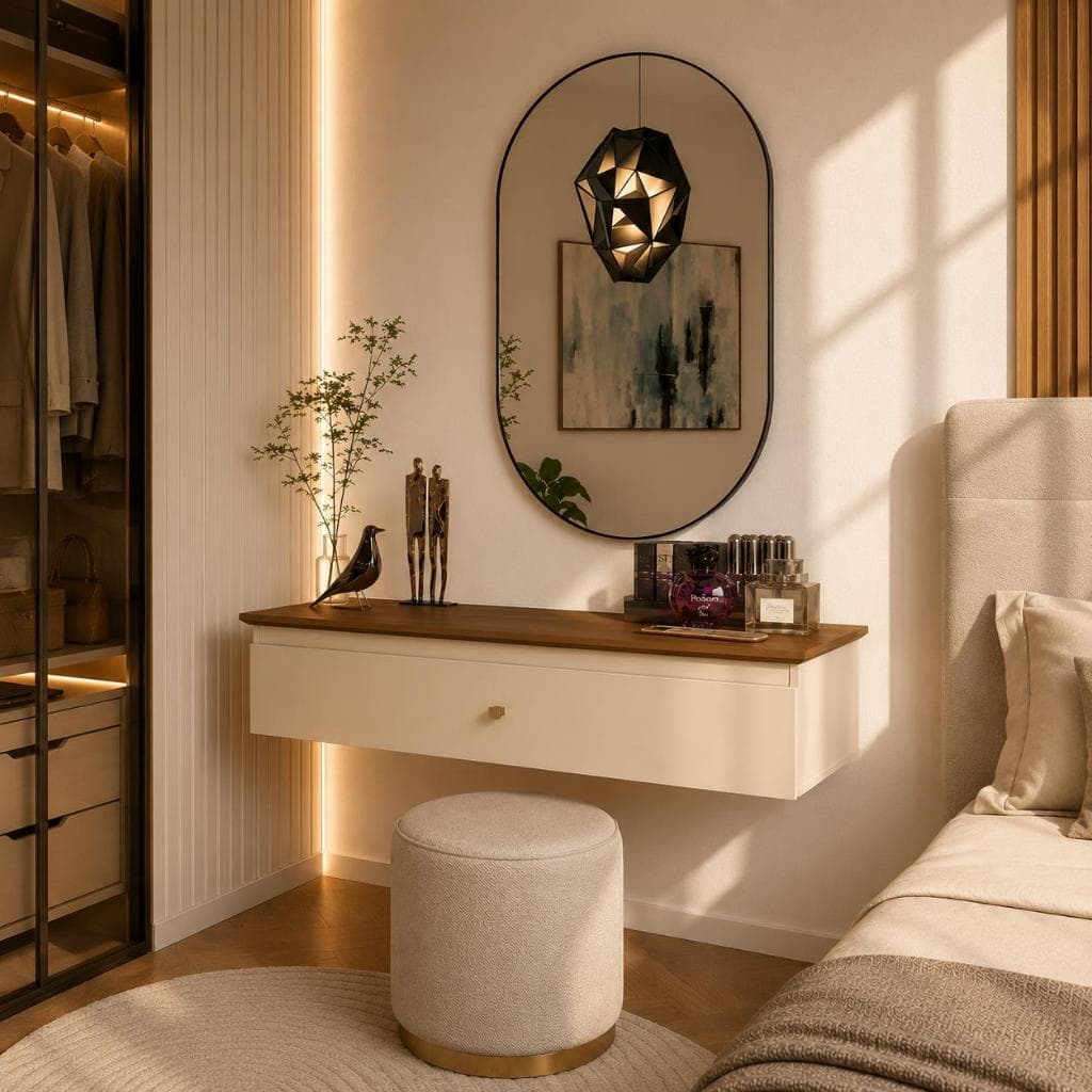 Kit penteadeira Camarim + Espelho Pílula Wepink Ideal Para Maquiagem Quarto