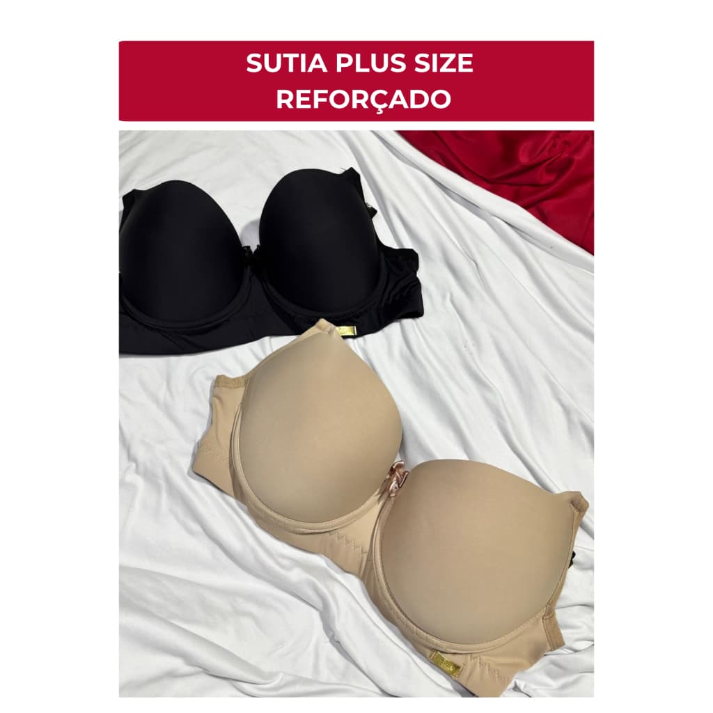 Kit Sutiã Plus Size Reforçado Sustentação Extra Microfibra Pala Larga Bojo Liso
