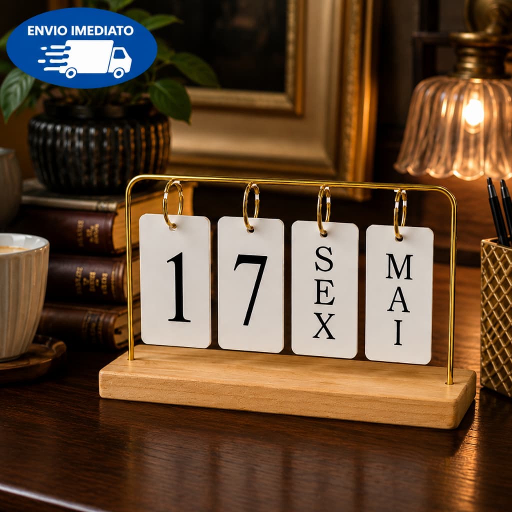 Calendário de Mesa Decorativo com Plaquinhas Permanente Organizador para Escritório Home Office Decoração