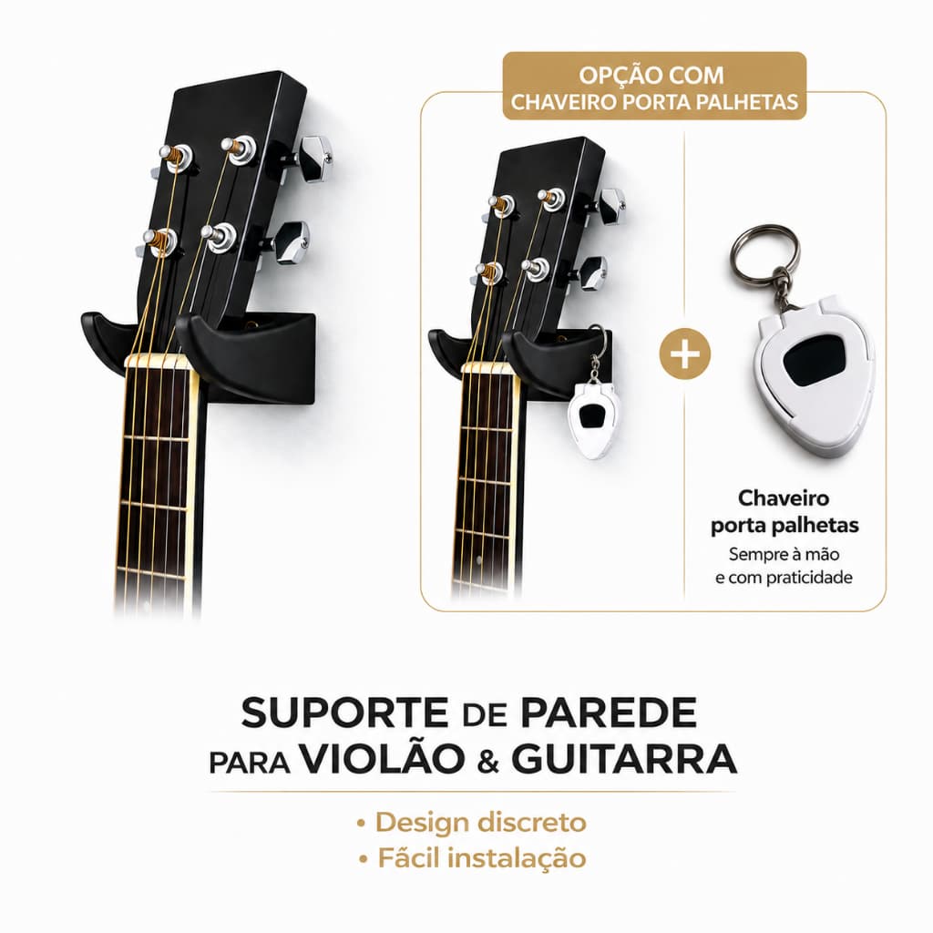 Suporte para Violão Guitarra Baixo 7kg Universal |+porta palhetas- | Fácil Instalar suporte violão parede-porta viola