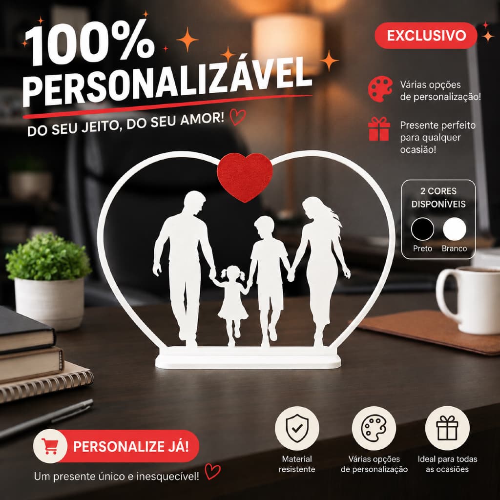 Porta Retrato Família Personalizado Até 6 Elementos Casal Filhos Bebê Cachorro Gato Presente Criativo Exclusivo