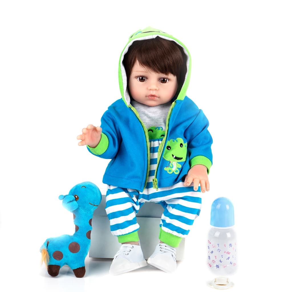 Bebê Reborn Menino Silicone 48cm Sapo Ohlo Castanho om Acessórios