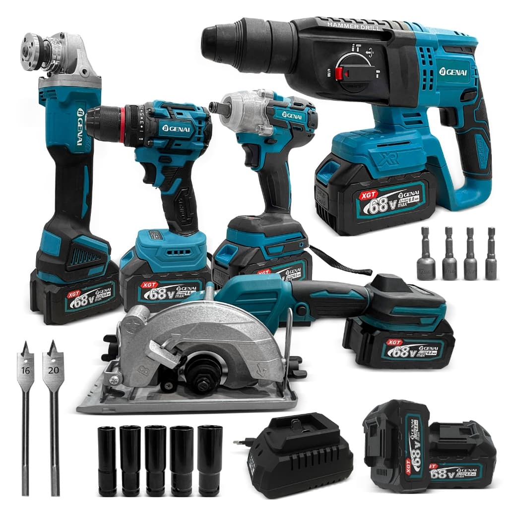 Kit 5 em 1 sem escovas furadeira elétrica esmerilhadeira angular serra circular chave de impacto e furadeira de impacto
