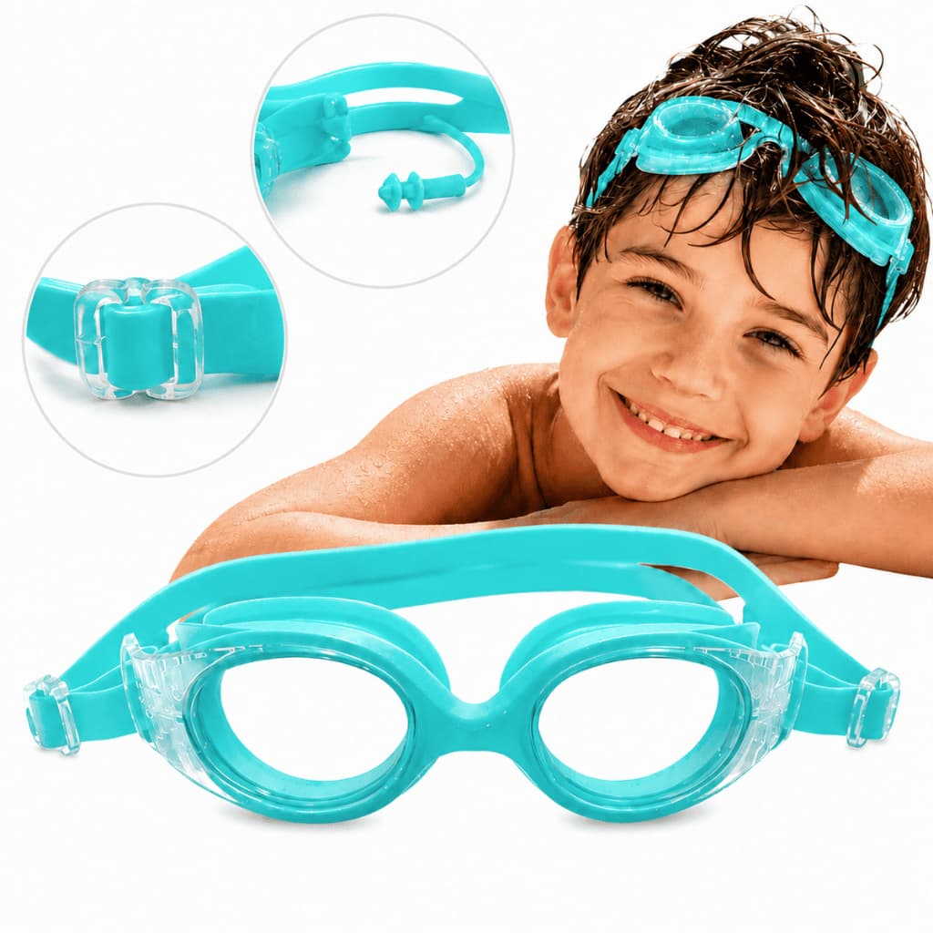 Óculos Natação Infantil Com Tampão De Ouvido Silicone Para Natação Piscina Escolar Óculos UV Antiembaçante