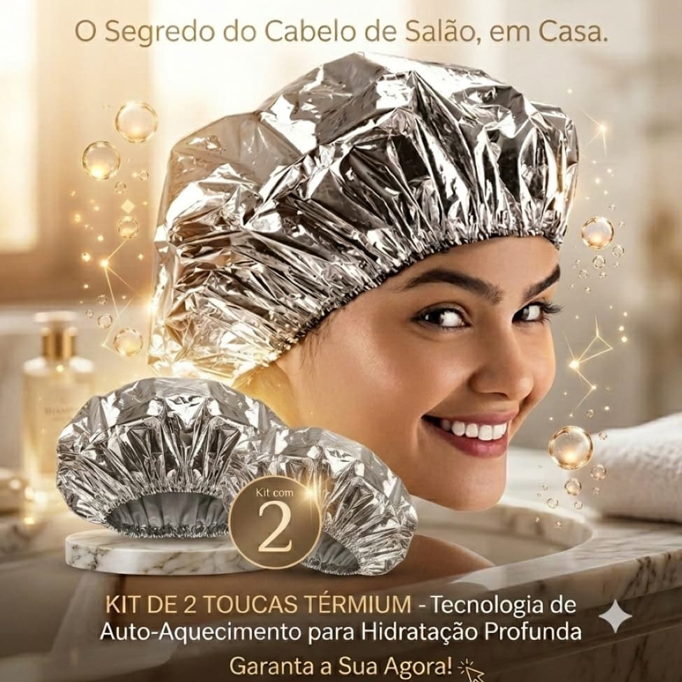 Kit 2 Toucas Térmicas Metalizadas P/ Hidratação Capilar