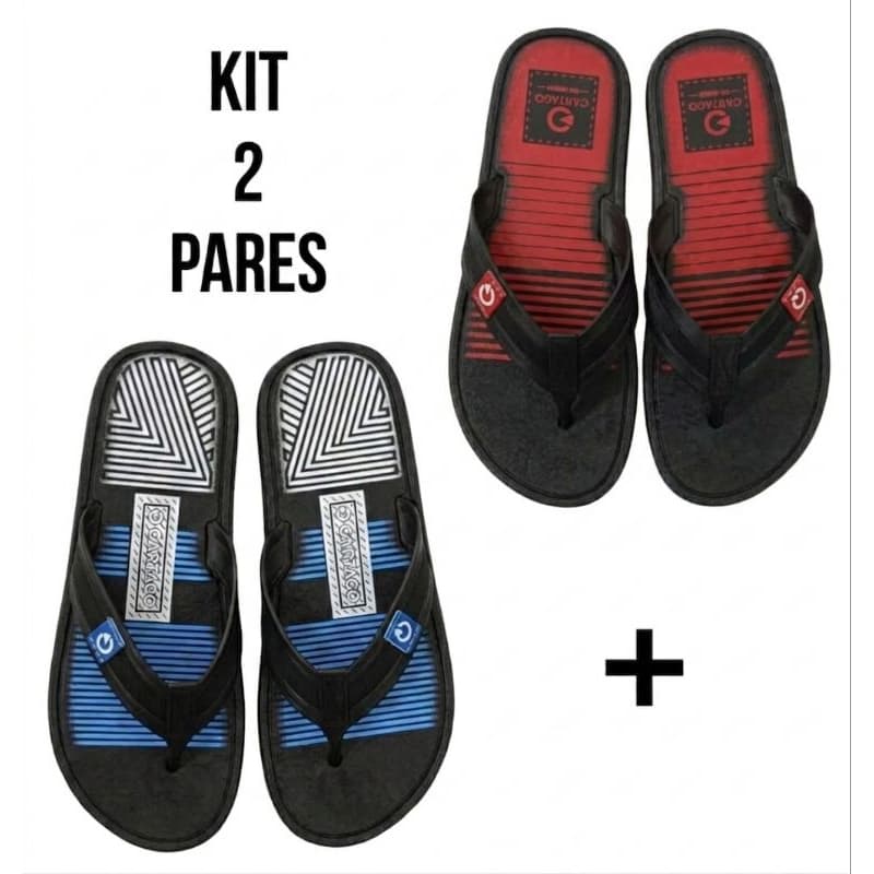 Kit 2 Pares Chinelo Masculino Sandália Casual Confortável Macio  Atacado Promoção