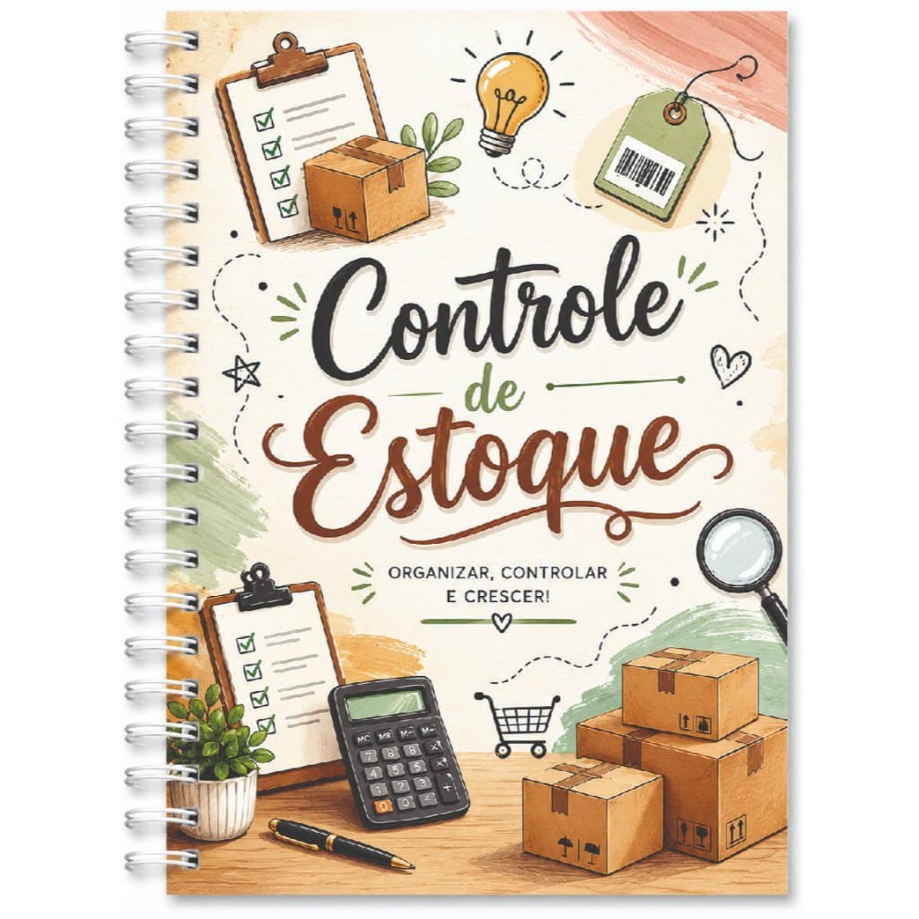 Agenda CONTROLE DE ESTOQUE, VENDAS (DIÁRIA), PREÇO DE VENDA (LUCRO), FINANCEIRO - Uso Geral  - 90 folhas - 15x21cm