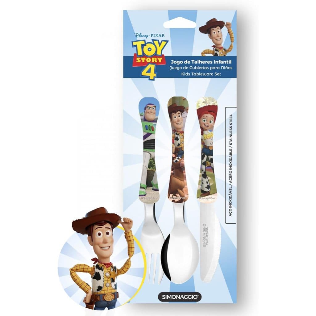 Jogo de Talher Infantil Toy Store - 3 Peças Garfo, Faca e Colher - Simonaggio