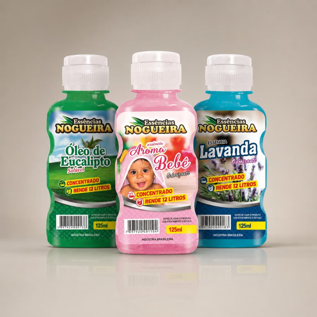 Kit 3 Essências Limpador Perfumado Aromatizante 125ml Super Concentrado Conjunto De Essências