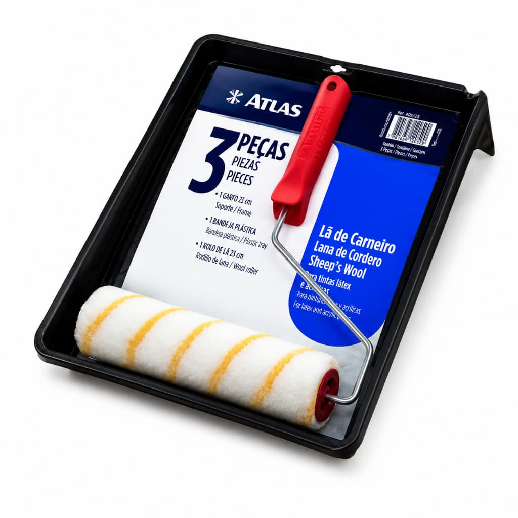 Kit Rolo Para Pintura Antirespingo Com Garfo E Bandeja Atlas 2003