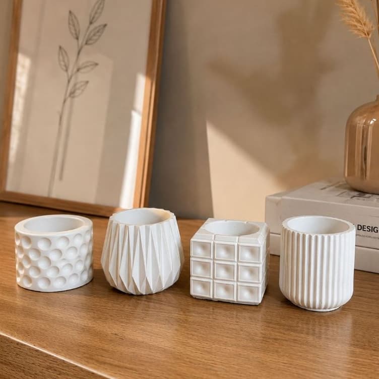 Decoração Conjunto 4 Peças Porta Joia e VasoA Sortidos Gesso
