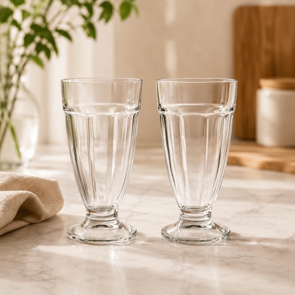 Jogo 2 4 6 Taças De Vidro Kit Para Sobremesa Milk Shake Suco Drinks Bebidas Luxo Conjunto 310ml