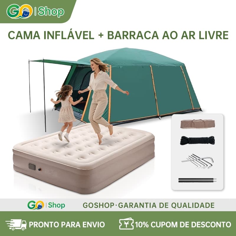 GOSHOP Barraca Camping Acampamento8-12 Pessoas Impermeavel 4000mm Barraca Familiar Grande 330*210*185cm