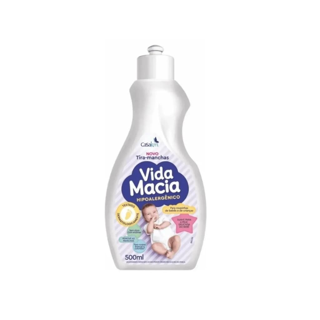 Tira Manchas Vida Macia Hipoalérgico Liquido 500ml p/ Roupas de Bebês