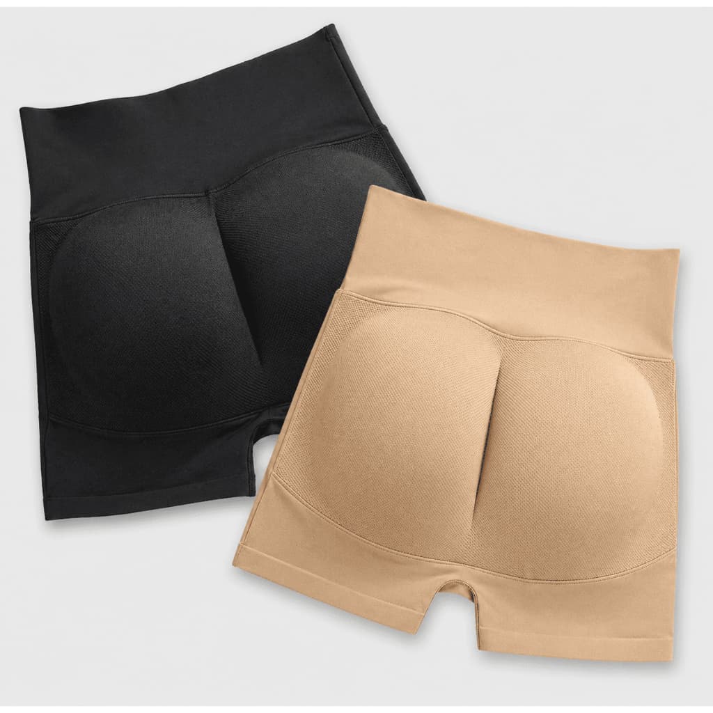 Kit 2 Bundex Calcinha Short Com Enchimento Feminino Cores Neutras Sortidas Aumenta Bumbum Sem Costura