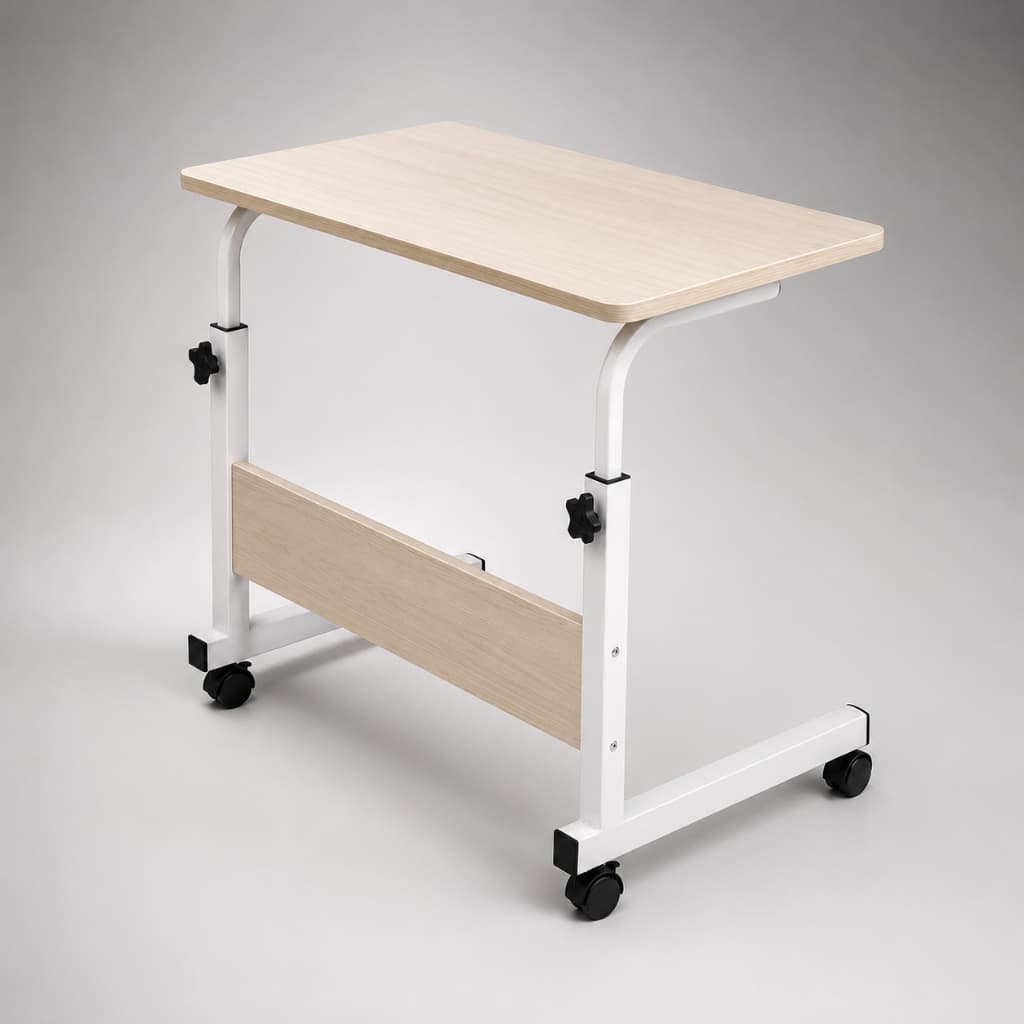 Mesa Para Notebook Com Rodinhas Altura Ajustável Mesa Auxiliar Home Office Branca