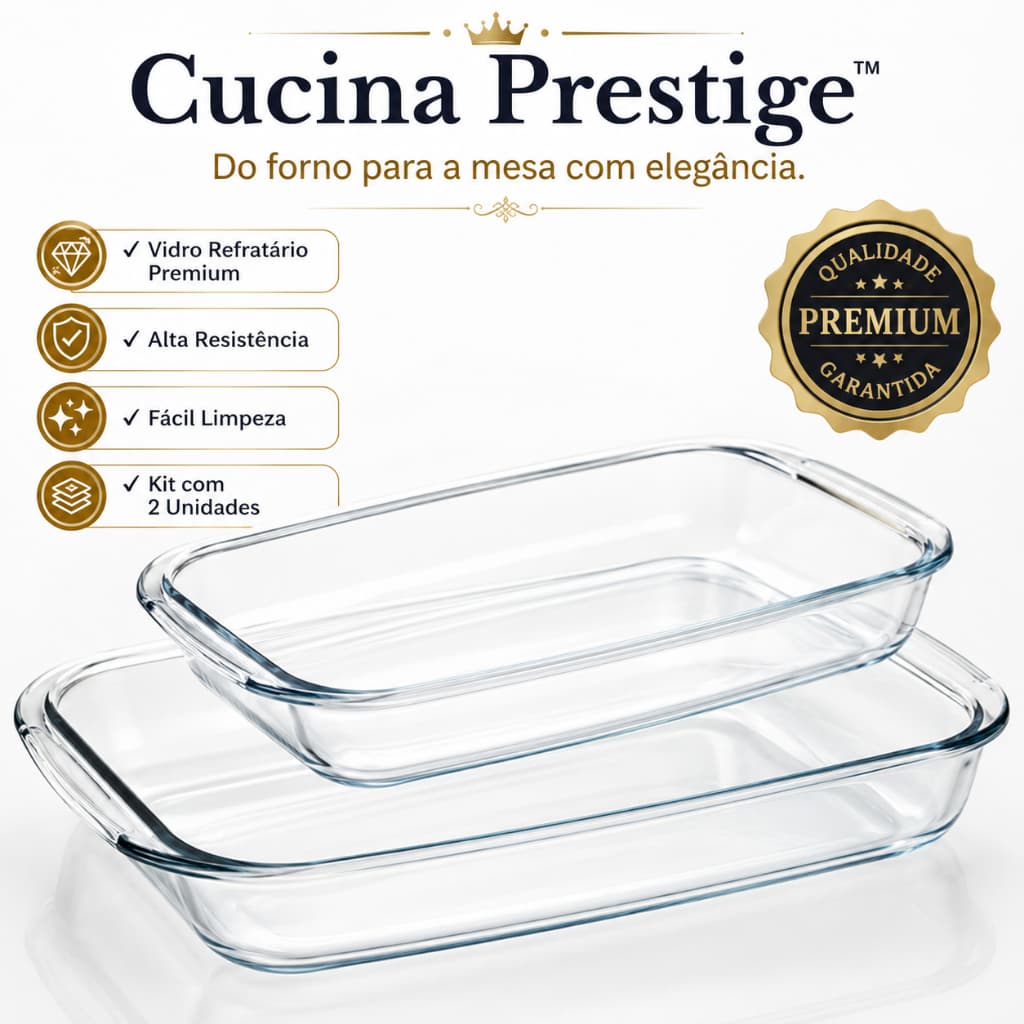 Kit 2 Assadeiras de Vidro Refratário Alta Temperatura Travessa Retangular Resistente