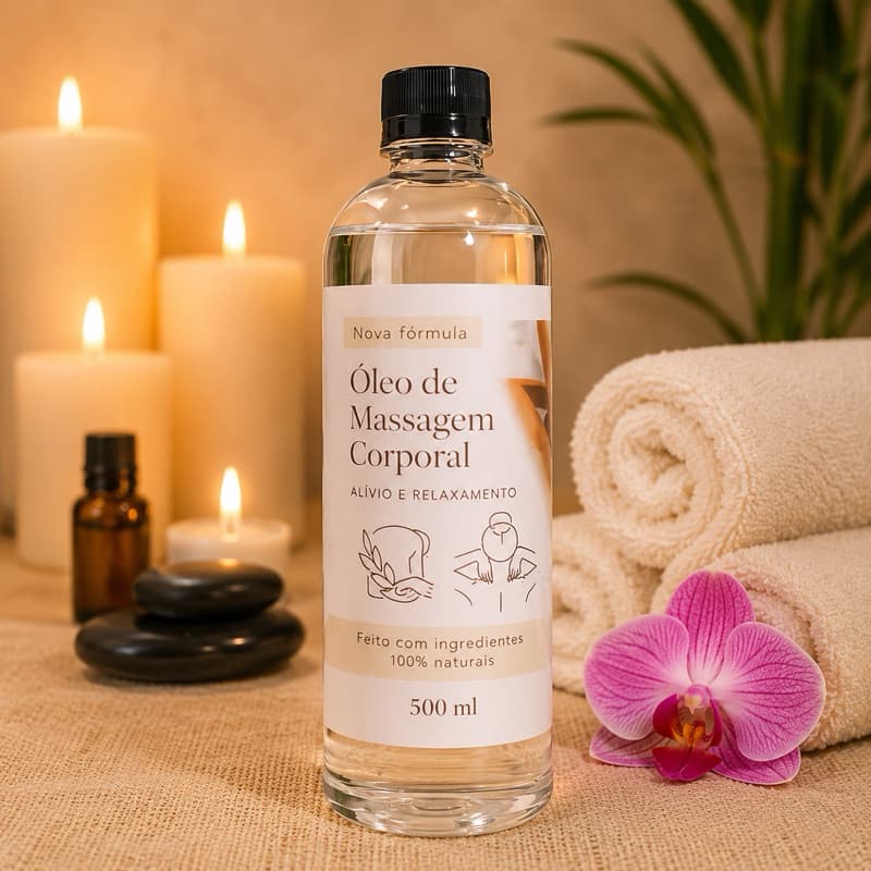 Óleo de Massagem Corporal Neutro 500ml Hidratante Relaxante com Toque de Mirra Aromático