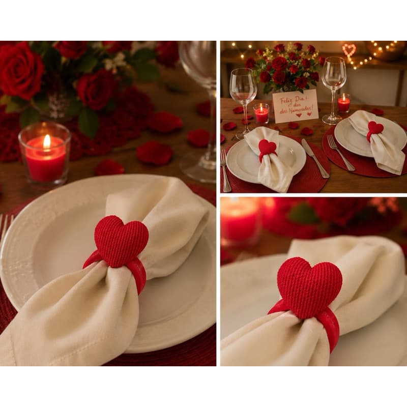 Mesa posta Coração Romântico/ Porta guardanapo- Dia dos namorados | Casamento | Namoro | Mesa posta