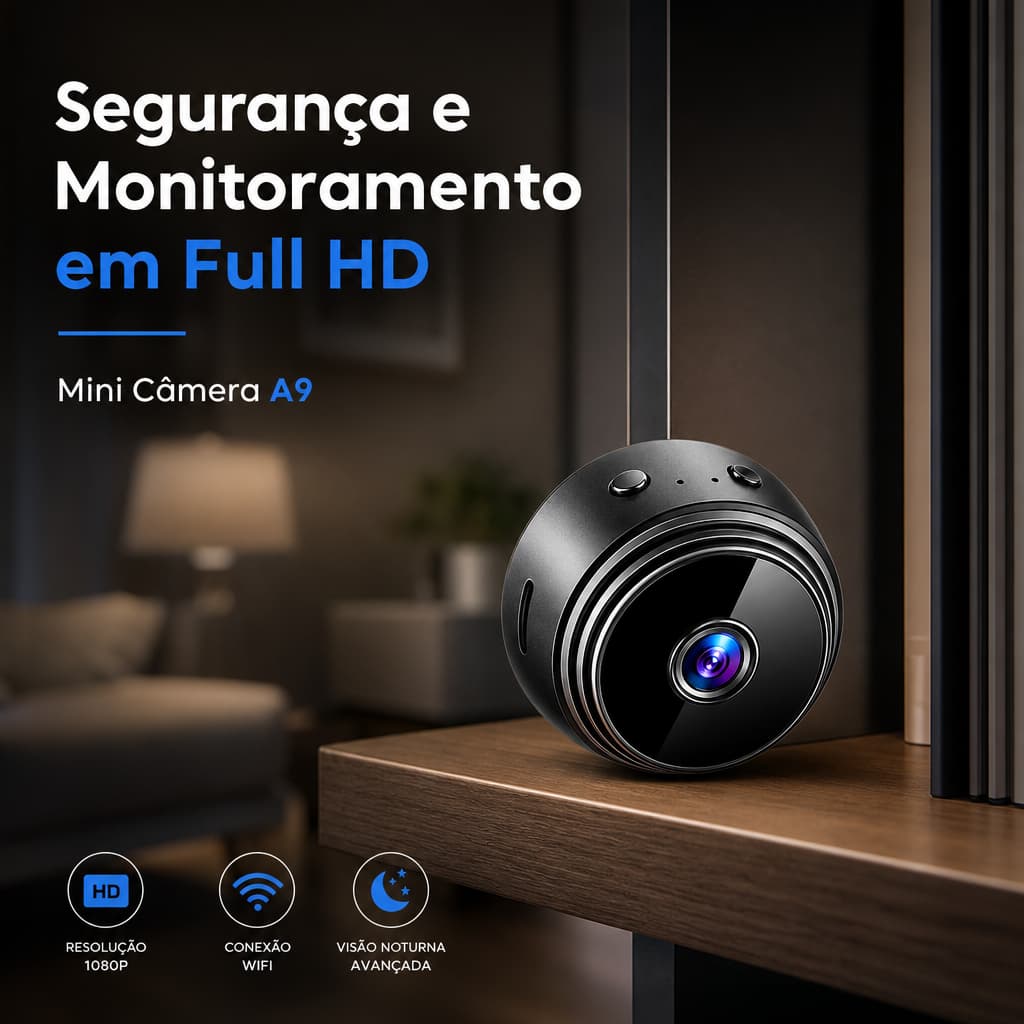 Mini Câmera A9 Wifi Full Hd 1080p Visão Noturna Profissional Atualizada Monitoramento Segurança