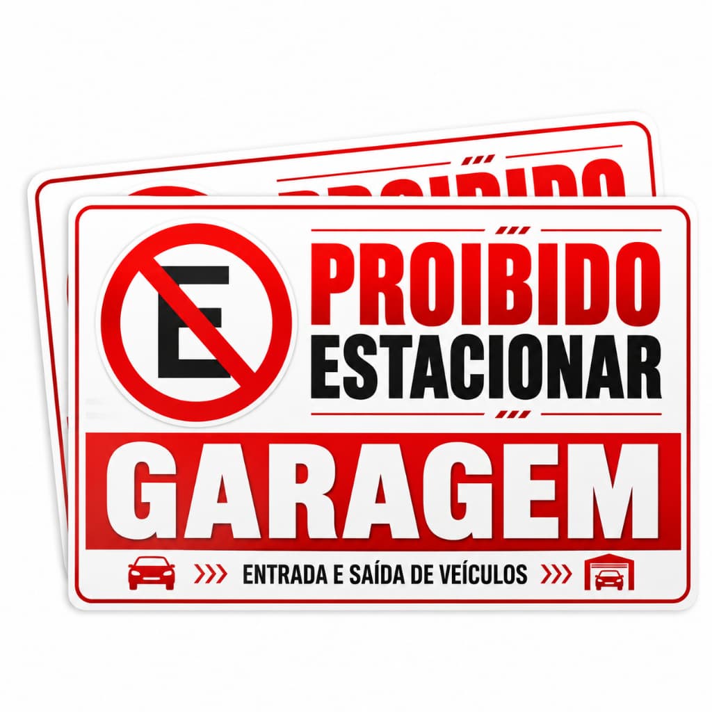 Adesivo Proibido Estacionar Garagem Entrada Saída Veículos