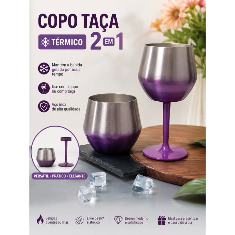 420ML Taça Copo Térmico De Aço Inoxidável 2 Em 1 Para Gin Vinho Drink Bebidas 14oz