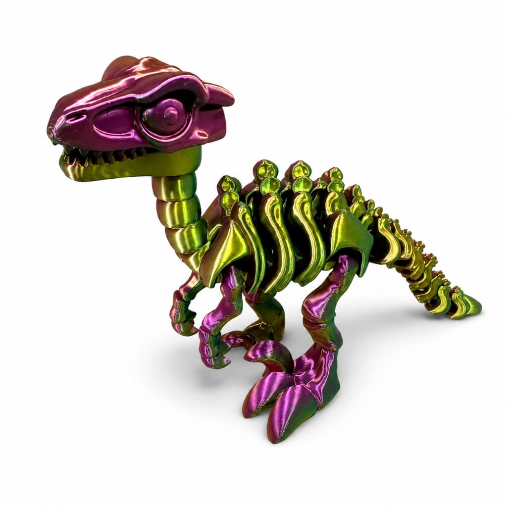 Dinossauro Velociraptor Articulado Metalizado Articulado Sensorial Colecionável Presente
