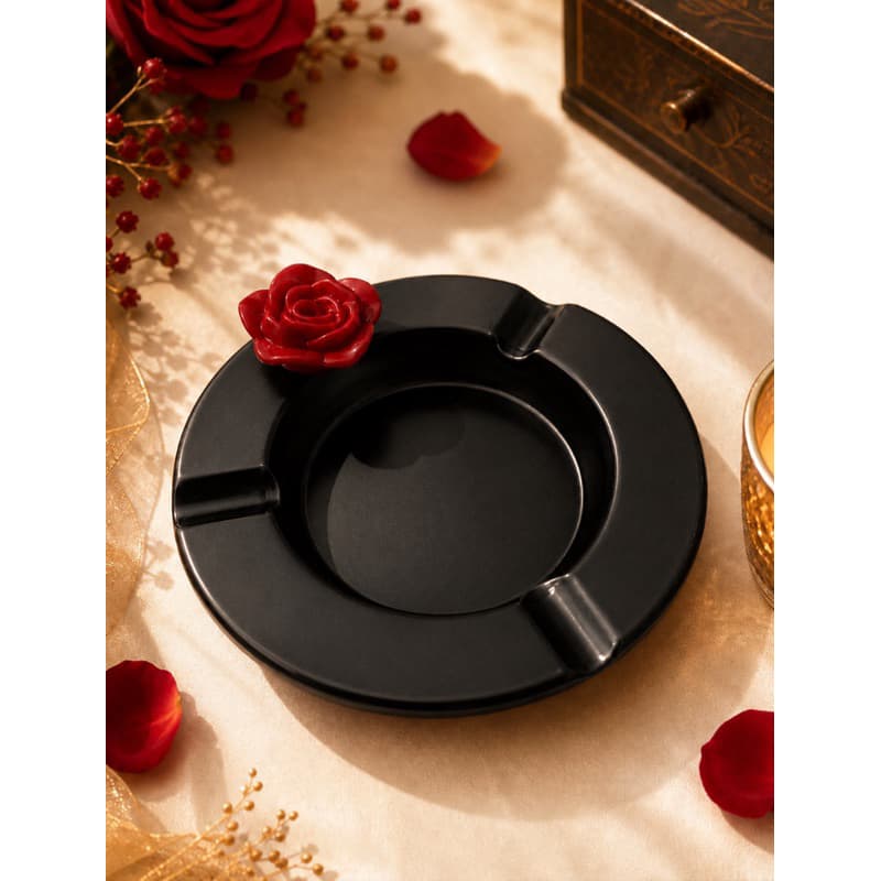 Cinzeiro de metal decorado | Cinzeiro de pombagira | dispensador de guimba | Rosa vermelha | Cinzeiro de Exu | umbanda
