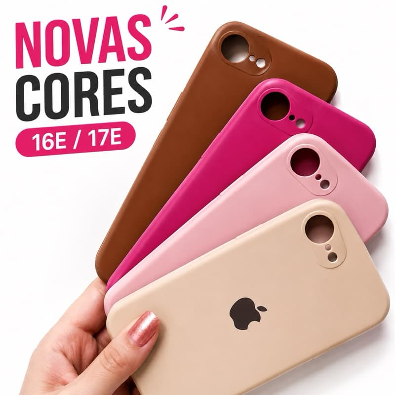 Capa Silicone iPhone Premium compativel com 16E/17E com Proteção de Câmera Anti Impacto - borda mais alta na camera