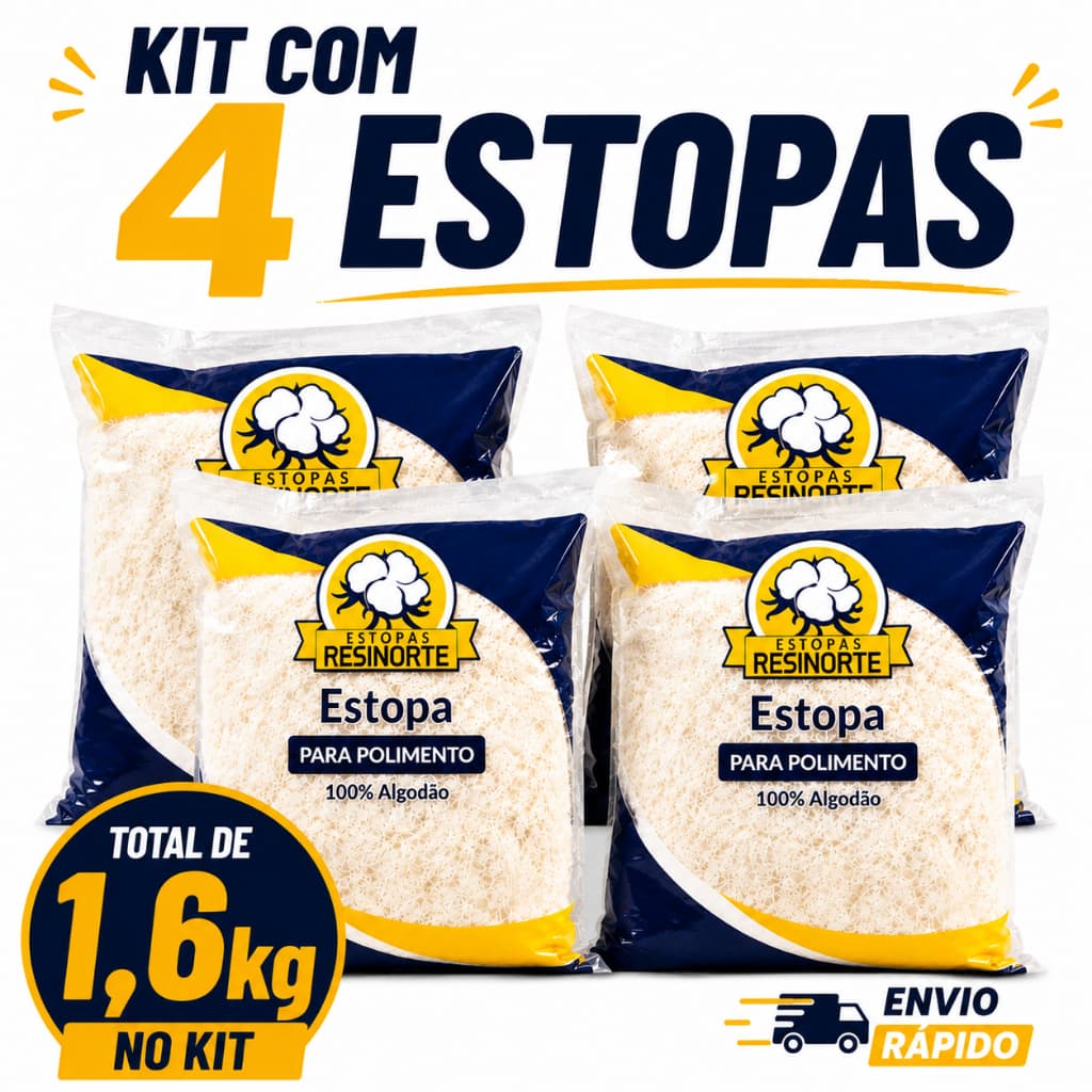 Kit 4 Estopas Para Polimento 100% Algodão Total 1,6kg Automotiva Oficina Limpeza