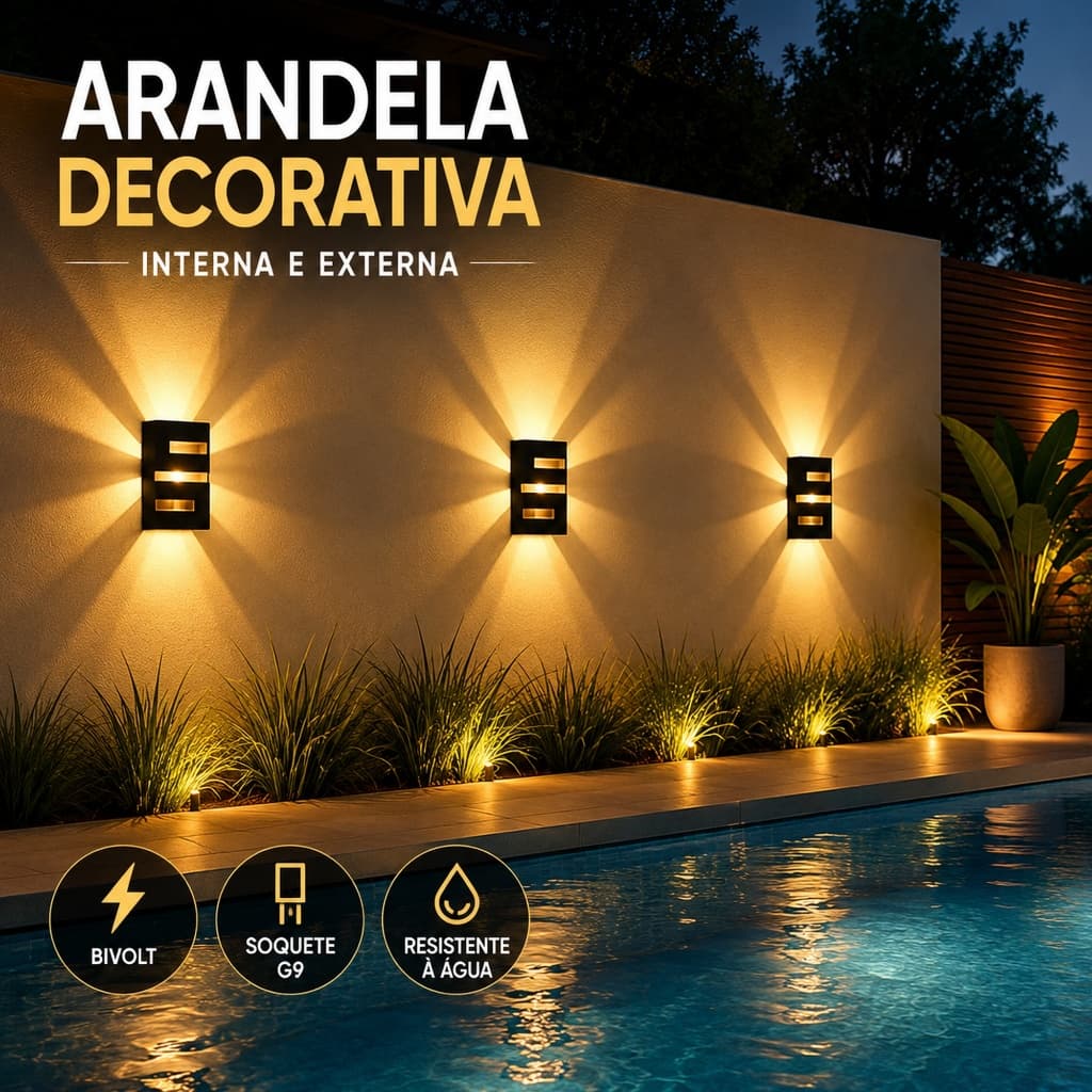 Arandela Parede LED Interna Externa Bivolt G9 Luminária Decorativa Ambiente à Prova d'Água