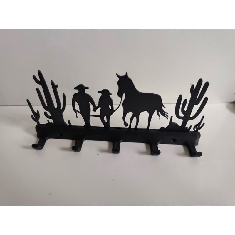 Porta-Chaves Cowboy e Cavalo em 3D – Decoração Rústica para Casa, Fazenda e Sítio