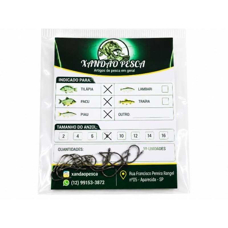 Anzol resistente e afiado, ideal para pescarias em rios, lagos, pesqueiros e represas.