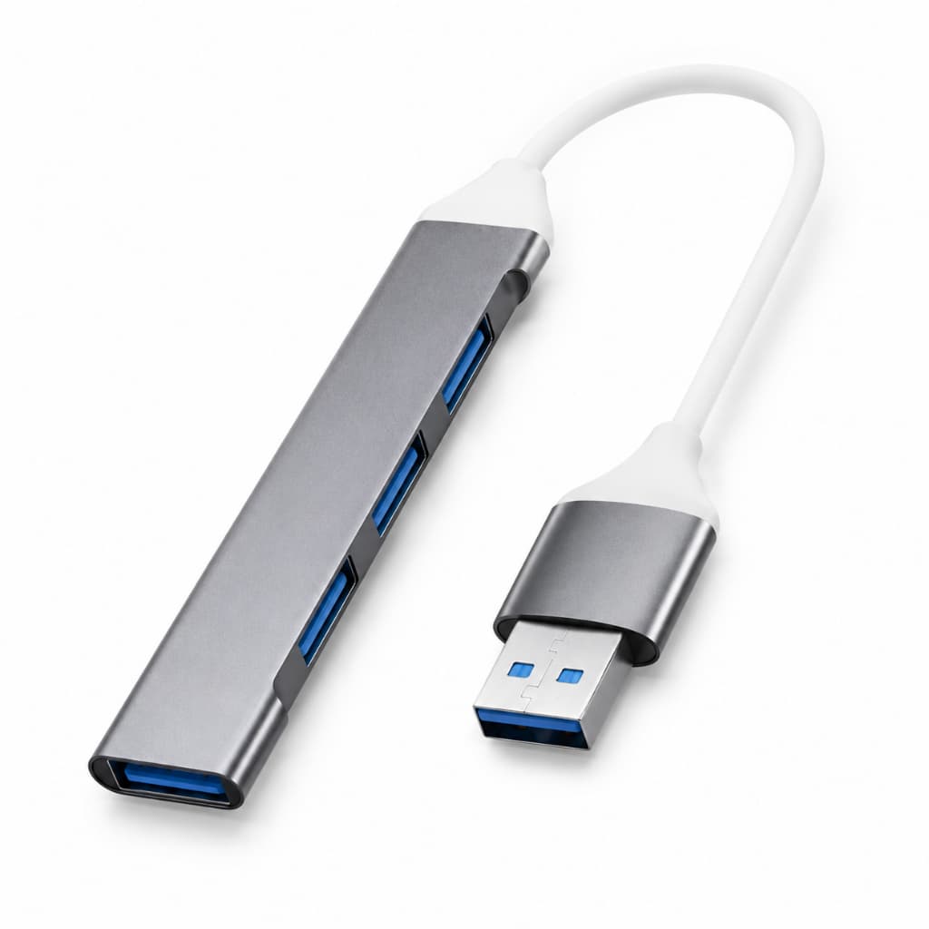Hub USB 4 Portas USB, Design Metálico com Alta Conectividade