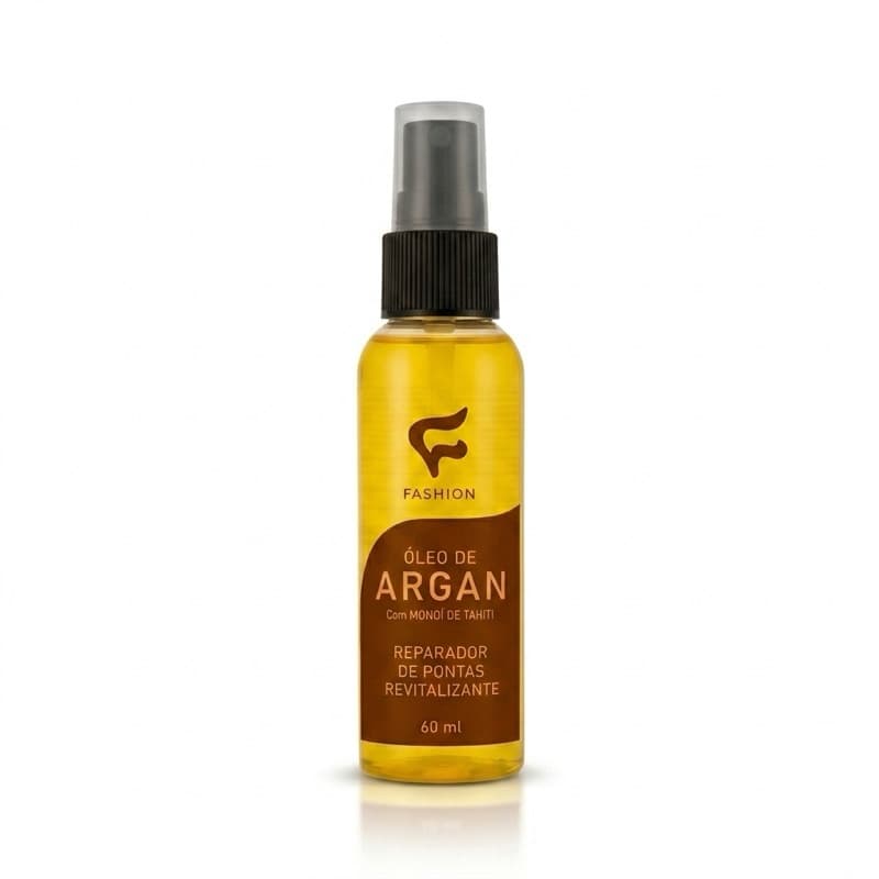 Spray Óleo de Argan Capilar Fashion 60ml Reparação Intensa Hidratação Profunda Brilho Anti Frizz Pontas Duplas