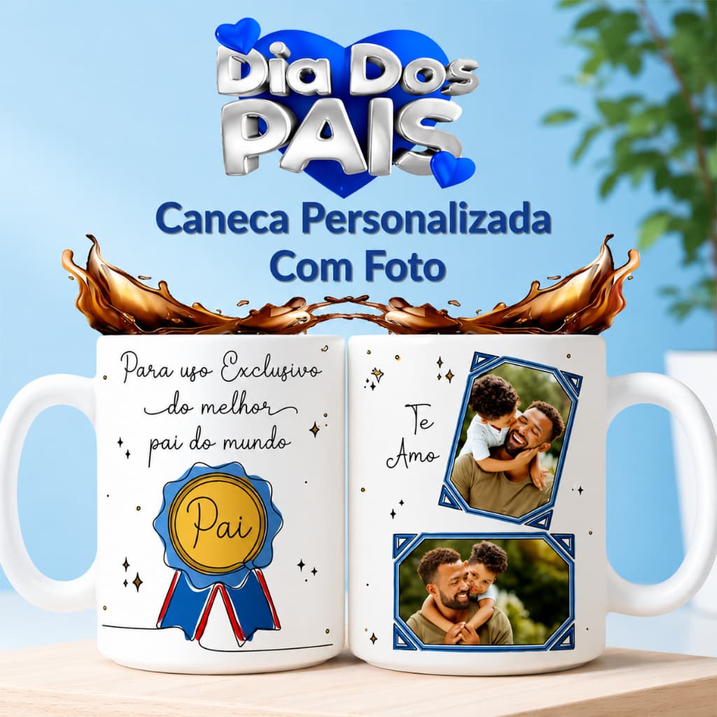 Caneca Personalizada Porcelana Cerâmica Foto Uso Exclusivo Melhor Pai Padrinho Avô Dindo Paizão Tio