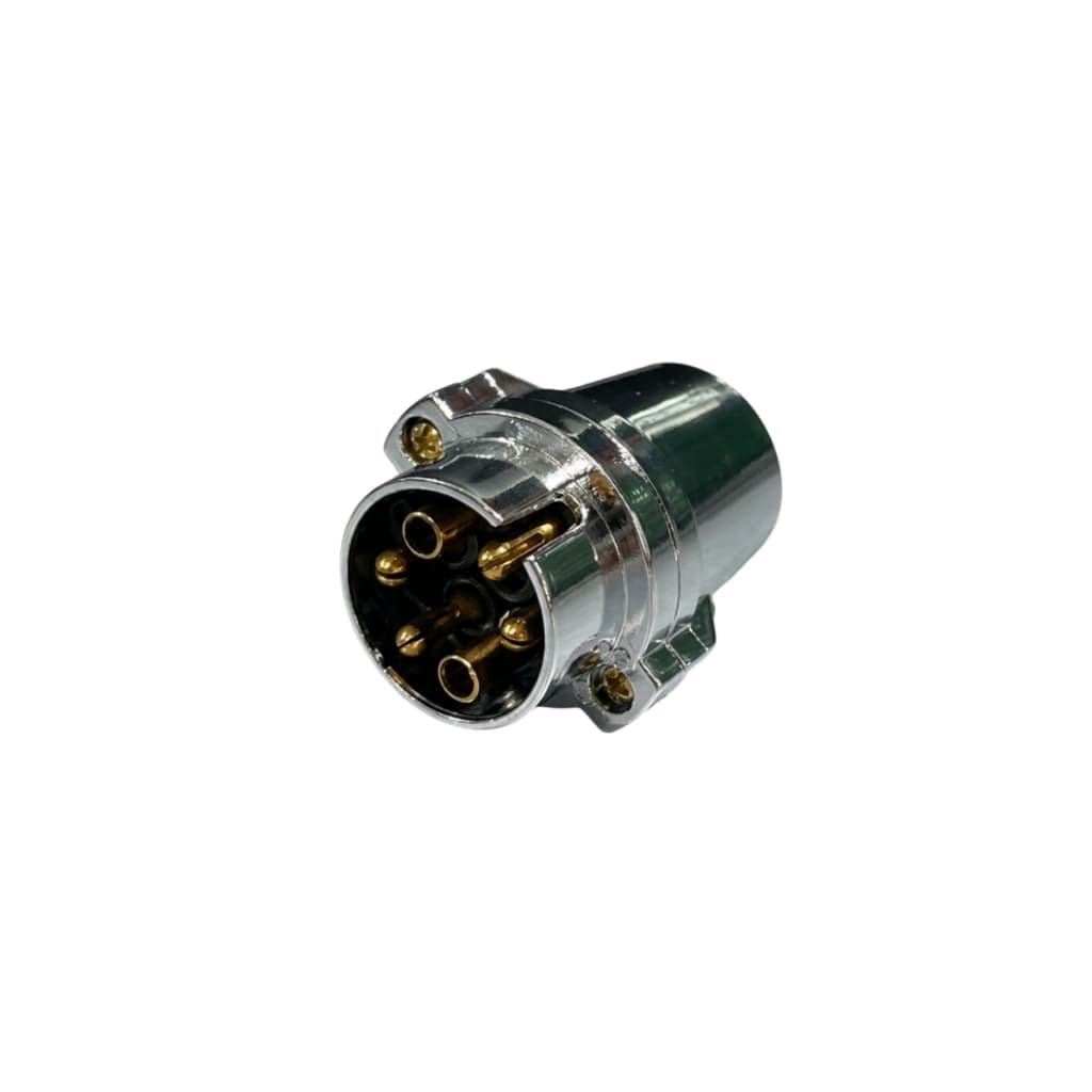 Tomada Macho Cromado 6 Polos cromado Para Reboque Engate Carretinha