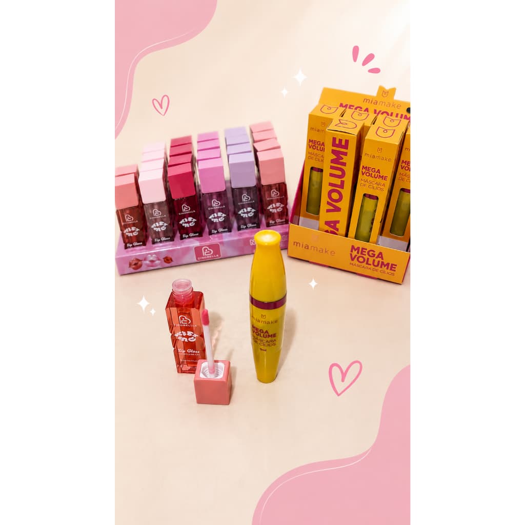Lip Gloss + Mascara Cilios  Mega Volume Peel off Kit Gloss