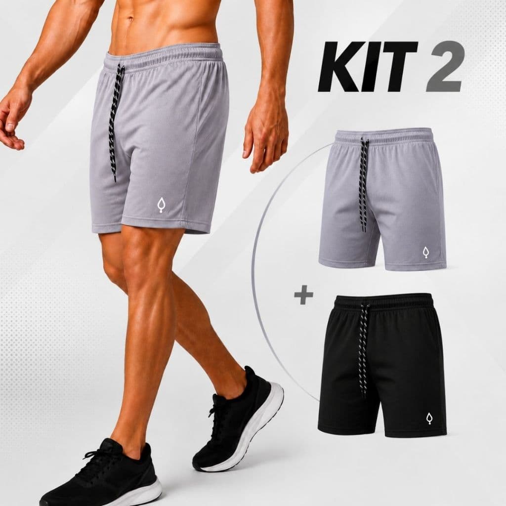 Kit 2 Calção Masculino Dry Futebol Academia Caminhada Com Bolso