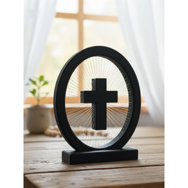 Cruz No Arco Escultura Religiosa Crucifixo Altar Minimalista Impressão 3D PETG Premium Decoração Casa