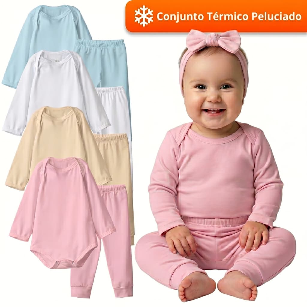 Conjunto Body Térmico Bebê Infantil Segunda Pele Térmica Peluciado Inverno
