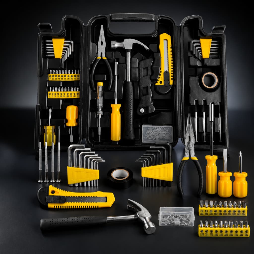 Kit Ferramentas 200 Peças Completo com Maleta Jogo de Ferramentas Profissional Aço Carbono