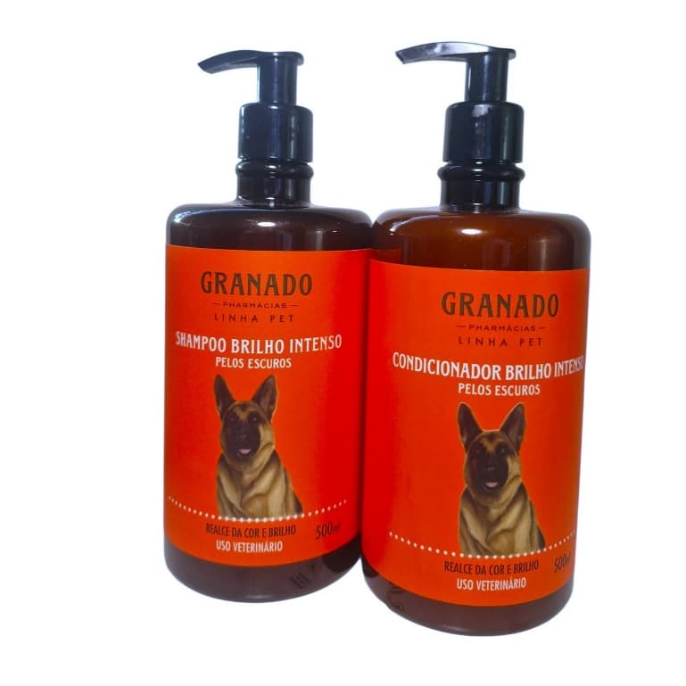 Kit Shampoo e Condicionador Pet Granado Brilho Intenso Pelos Escuros - 500ml