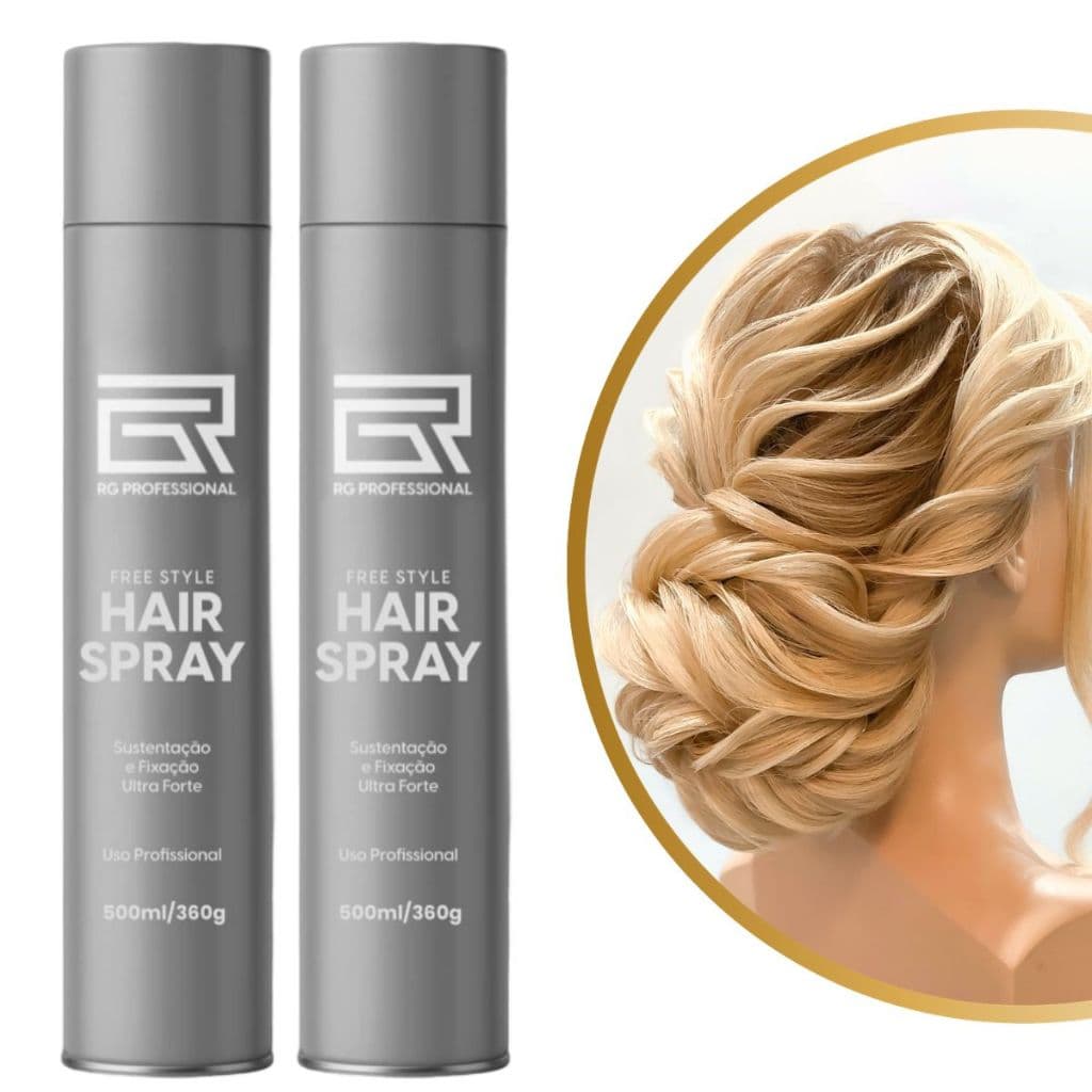 Kit 2 Unidades Hair Spray Ultra Forte para Penteados 500ml Rafael Gasparim / RG Professional