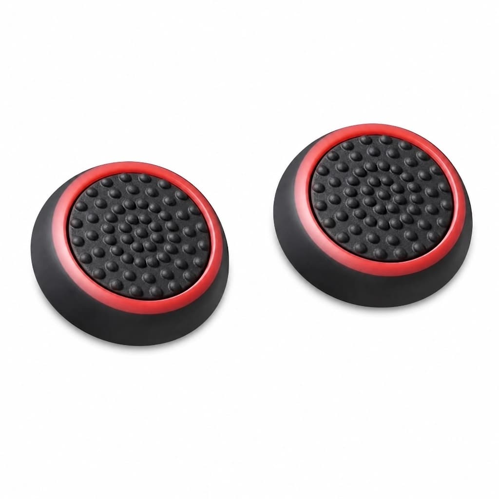 Par Grip Thumb Silicone Analógico Para Controle PS5 PS4 PS3 Xbox One Series S/X - Preto Vermelho