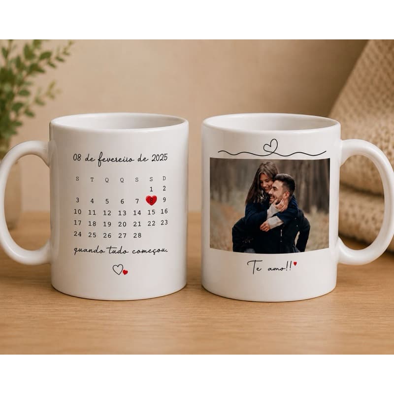 Caneca Personalizada com Foto e Data Especial Presente para Namorado, Namorada, Aniversário de Namoro, Casamento