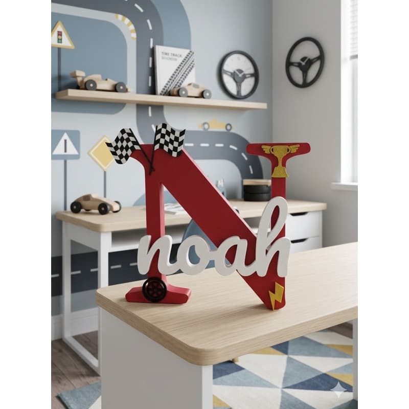 Nome Decorativo Letreiro Estilo Carros - Decoração 3D Personalizada| Decoração quarto infantil| Letra personalizada