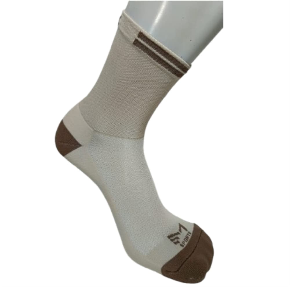 Meia de Ciclismo Cano Médio Curto BK Bege com Marrom
